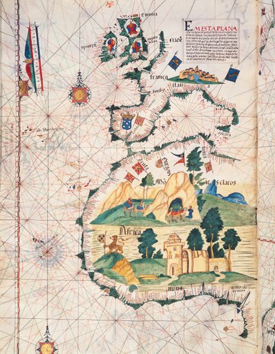 Map of Great Britain, Europe and North West Africa, from Portugaliae Monumenta Cartographica, an Account of the Discoveries of Fernao Gomez from 1470-75 by Luis Lazaro